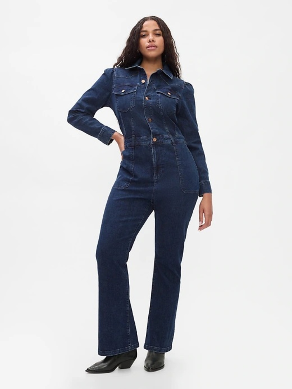 Gap Western Denim Jumpsuit Fall Rodeo Country Coveralls NWT 6 Cowgirl Dark Wash